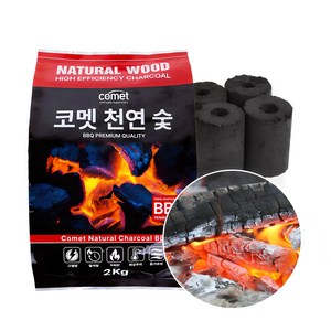 코멧 천연숯 BBQ용 착화제 포함, 1개, 2kg