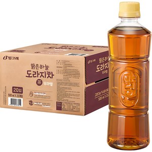 빙그레 맑은하늘 도라지차 무라벨, 500ml, 20개