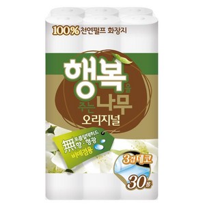 행복을주는나무 오리지널 천연펄프 3겹 고급롤화장지, 27m, 30개입, 1개