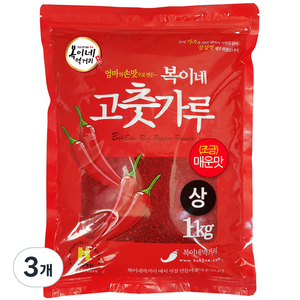 복이네먹거리 중국산 고춧가루 상 조금매운맛 김치용, 1kg, 3개