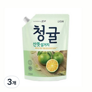 참그린 청귤 산뜻 설거지 주방세제 리필, 1kg, 3개