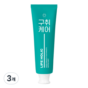 라이프홀릭 구취케어 치약 페퍼민트향, 100g, 3개