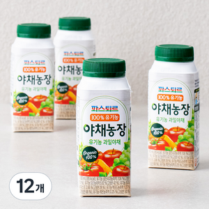 파스퇴르 야채농장 유기농 과일야채주스, 190ml, 12개