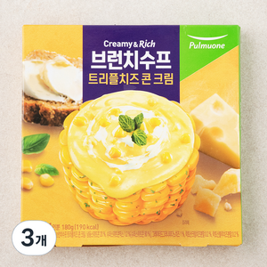 풀무원 브런치수프 트리플치즈 콘 크림 (냉장), 180g, 3개