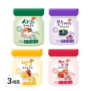 짱죽 요거트큐브 4p 세트, 사과, 딸기, 망고, 블루베리, 3세트