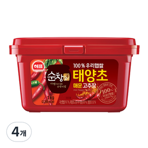 해표 순창궁 태양초 매운 고추장, 1kg, 4개