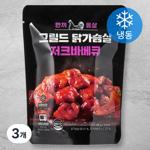 한끼통살 그릴드 닭가슴살 저크바베큐 (냉동), 100g, 3개