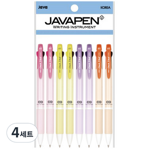 자바펜 체크 3볼 멀티펜 0.5mm 4종 x 2p 세트, 4세트, 옐로우, 오렌지, 바이올렛, 핑크