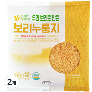 참좋은식품 우리보리로 만든 보리 누룽지, 150g, 2개