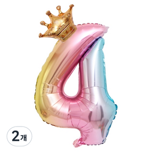 올어바웃하나 대형 왕관 숫자 풍선 4, 골드 핑크, 2개