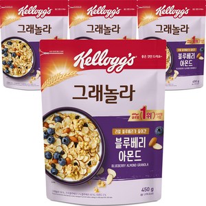 켈로그 블루베리 아몬드 그래놀라 시리얼, 450g, 4개