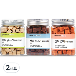 페페로니 진짜 오메가3 강아지 간식 세트, 소고기, 연어, 닭고기, 180g, 2세트