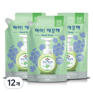 아이깨끗해 향균 폼 핸드솝 리필형 청포도향, 450ml, 12개