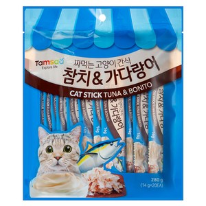 탐사 국내생산 짜먹는 고양이간식, 혼합맛(참치/가다랑어), 280g, 1개