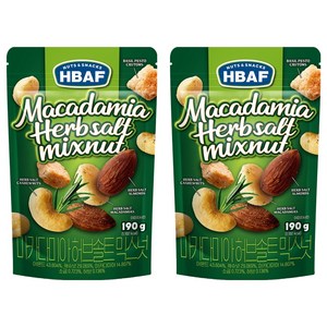 HBAF 마카다미아 허브솔트 믹스넛, 190g, 2개