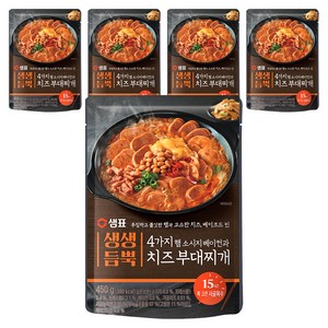 샘표 생생듬뿍 4가지 햄 소시지 베이컨과 치즈 부대찌개, 450g, 5개