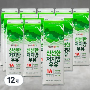 곰곰 신선한 저지방우유, 900ml, 12개