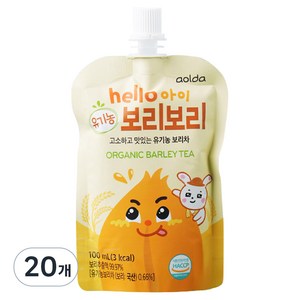 아올다 hello 아이 유기농 보리보리 보리차, 100ml, 20개