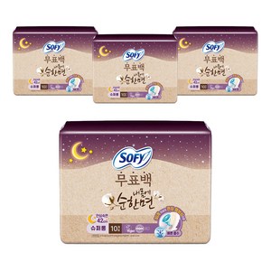 쏘피 내몸에 순한면 내추럴컬러 슈퍼롱 생리대, 오버나이트 이상, 10개입, 4개