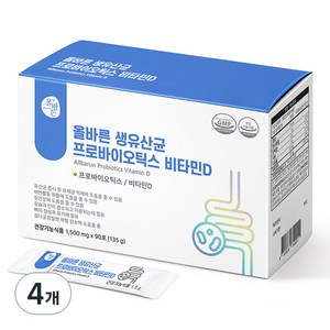 올바른건강식품 생유산균 프로바이오틱스 비타민D, 135g, 4개