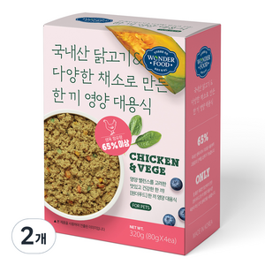 원더푸드 강아지 전연령용 한 끼 영양 대용식 닭고기 사료 4p, 닭, 320g, 2개