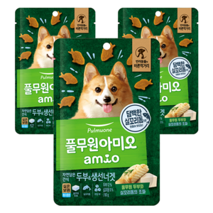 아미오 강아지 자연 담은 간식, 혼합맛(두부/생선너겟), 80g, 3개