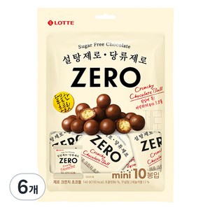 롯데제로 크런치 초코볼 10p, 6개, 140g