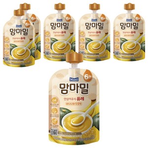 맘마밀 안심 이유식 퓨레 6개월부터, 바나나와 단호박, 100g, 6개