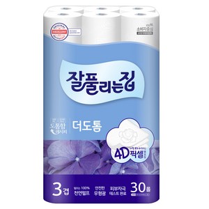 잘풀리는집 더도톰 천연펄프 3겹 고급롤화장지, 25m, 30개입, 1개