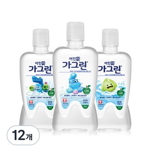 가그린 어린이용 구강청결제 사과향 캐릭터 랜덤발송, 380ml, 12개