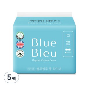 블루블루 유기농 순면커버 팬티라이너, 롱, 20개입, 5개