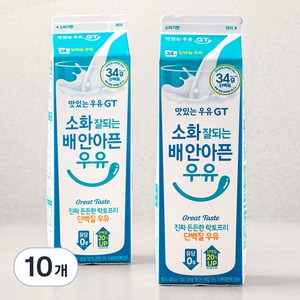 맛있는우유GT 소화 잘되는 배 안아픈 우유, 900ml, 10입