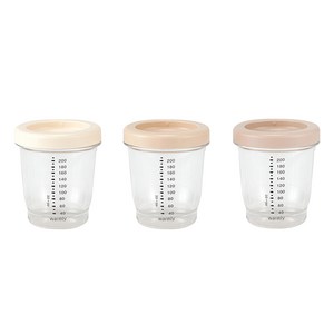 웜리 트라이탄 이유식 용기 3종, 라이트베이지 + 코코아베이지 + 웜베이지, 1세트, 220ml