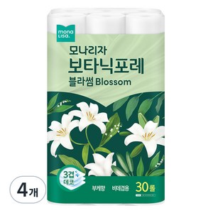 모나리자 보타닉포레 블라썸 3겹 고급롤화장지, 27m, 30개입, 4개