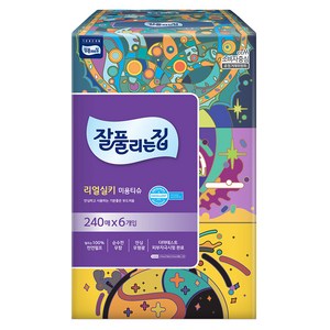 잘풀리는집 리얼 실키 천연펄프 미용티슈 2겹, 240매, 6개