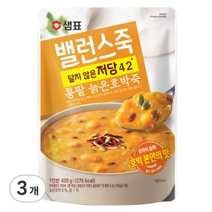 샘표 밸런스죽 통팥 늙은호박죽, 420g, 3개