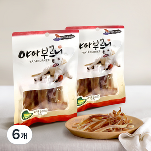 야아부르니 수제 간식, 돼지귀슬라이스, 50g, 6개