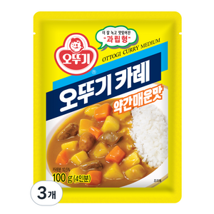 오뚜기 카레 약간매운맛, 100g, 3개