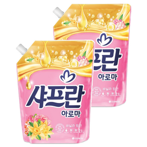 샤프란 아로마 섬유유연제 바닐라 핑크 리필, 2.1L, 2개