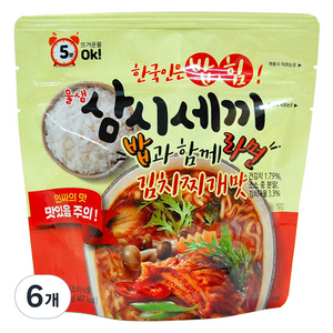 물샘 삼시세끼 김치찌개 라면밥, 110g, 6개