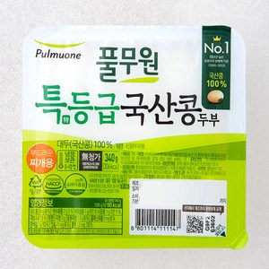 풀무원 특등급 국산콩 두부 부드러운 찌개용, 1개, 340g