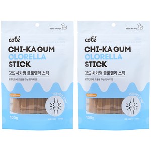 꼬뜨 치석 제거 치카껌 강아지 간식, 클로렐라, 100g, 2개