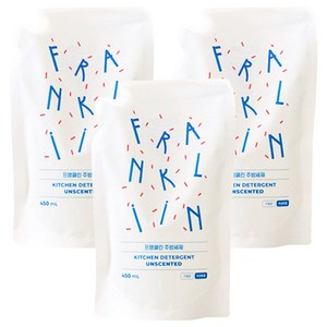 FRANKLIIN 유아용 주방세제 리필, 3개, 450ml