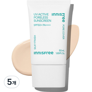 이니스프리 뉴 유브이 액티브 포어리스 선스크린 SPF50+ PA++++, 50ml, 5개