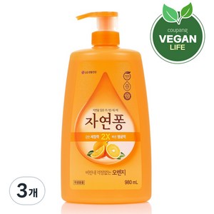 자연퐁 용기형 주방세제 오렌지, 3개, 980ml