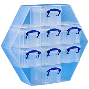 Really Useful Box 스몰 헥사곤 수납케이스 + 박스 0.14L x 8p, 클리어