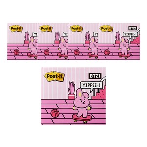 포스트잇 강한점착용 커버노트 BT21, COOKY, 5개입