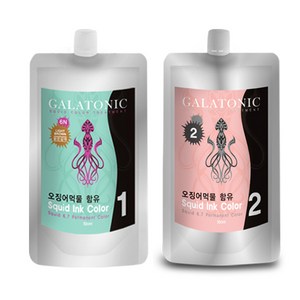 갈라토닉 스퀴드 잉크칼라 새치염색 1제 500ml + 2제 500ml, 6N밝은갈색, 1세트