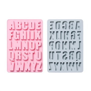알파벳 A ~ Z 실리콘 몰드, 블루, 핑크, 1세트