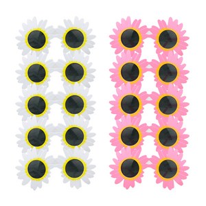 마켓감성 생일파티안경 플라워 2종 x 5p, 화이트(블랙렌즈), 핑크(블랙렌즈), 1세트